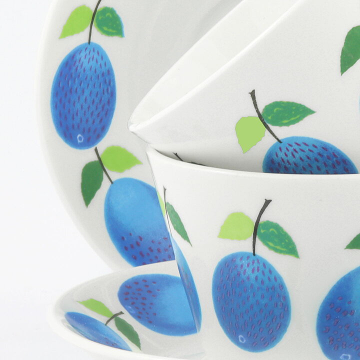 Stig Lindberg (Prunus 1962) Two Coffee Cups with Plum Decor 9 cm (8)