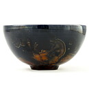 イサク・イサクソン  一点もの  黒/茶色のボウル  茶碗  (12cm)  2000年代  #3