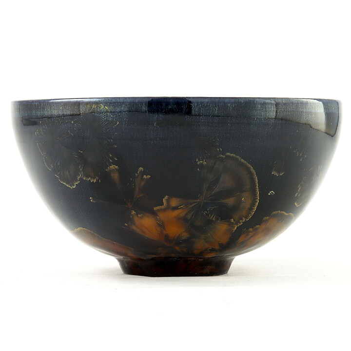 Isak Isaksson (2000s) Unique Chawan Bowl with Black/Brown Crystalline Glaze 12 cm  #3