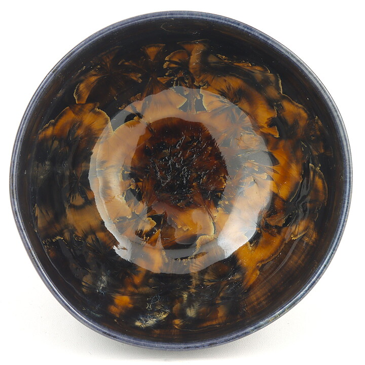 Isak Isaksson (2000s) Unique Chawan Bowl with Black/Brown Crystalline Glaze 12 cm  #3