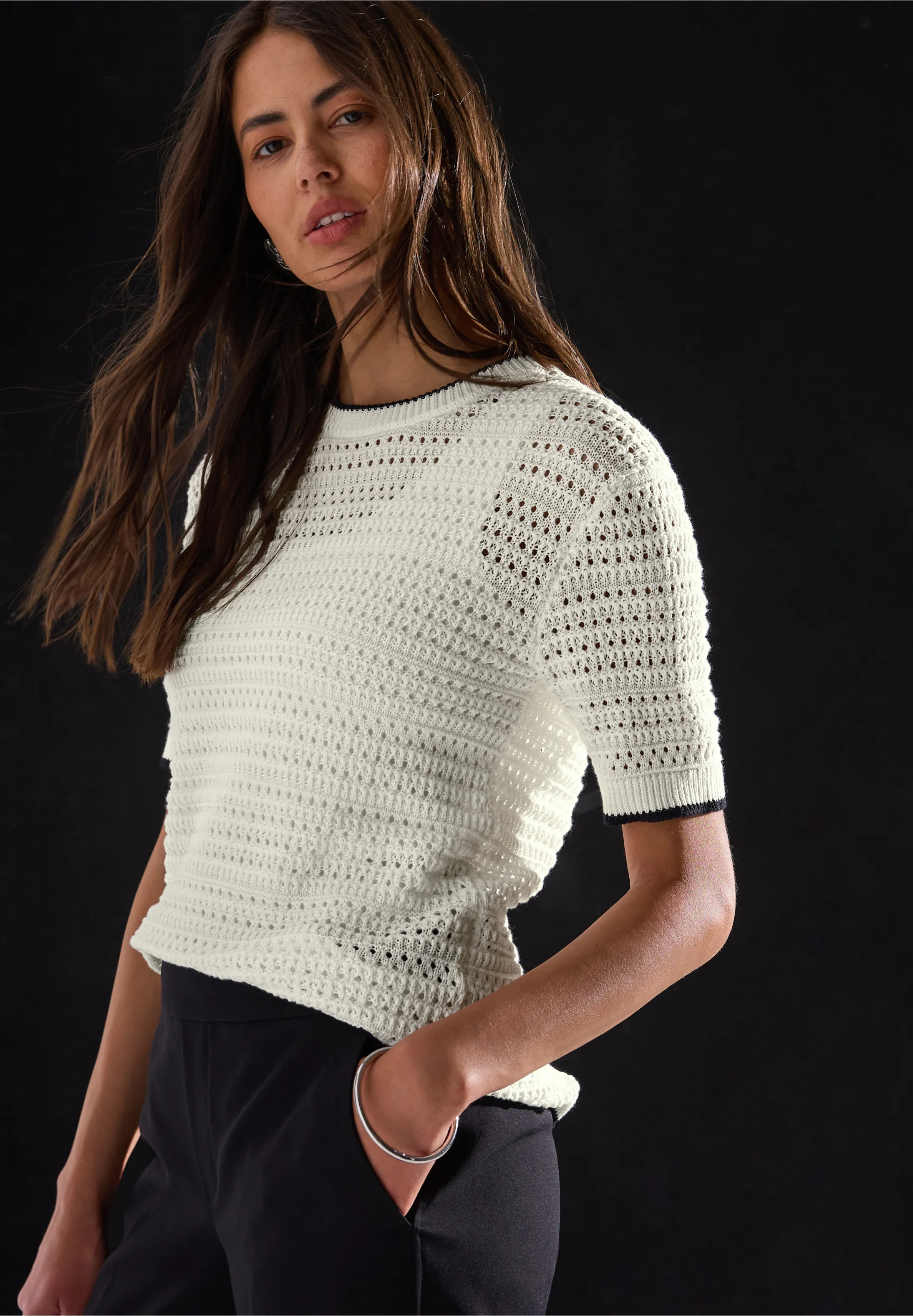 Pointelle sweater stickad tröja  - 3