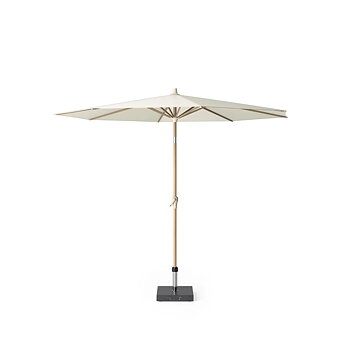 Riva parasoll Ø300 cm i teaklook med ecru kapell