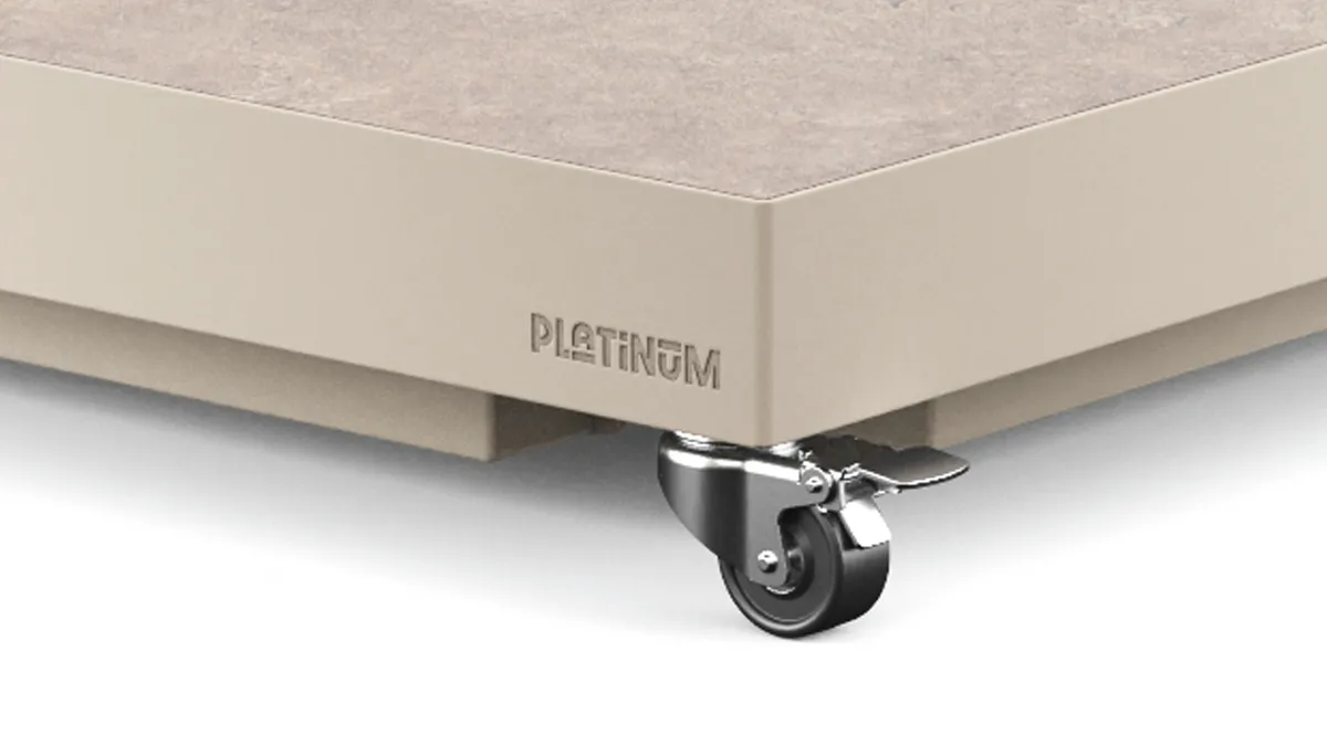 Beige Ceramica parasollfot i komposit sedd ovanifrån