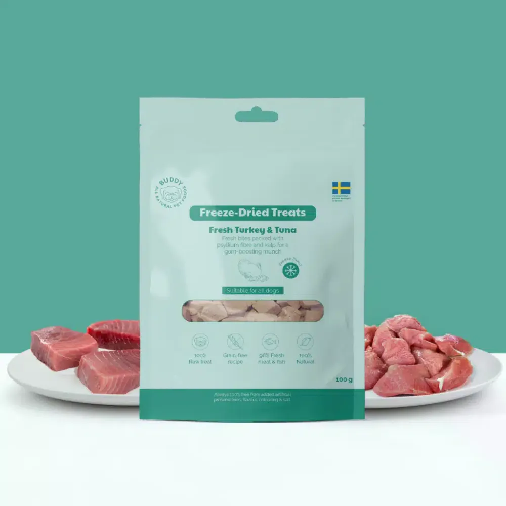 Buddy Frystorkade Kalkon-och Tonfiskbitar 100 g