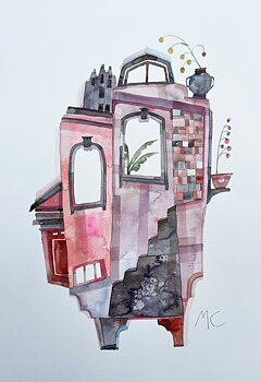 Akvarell "Paris in pink" orginal av Maria C Bernhardsson