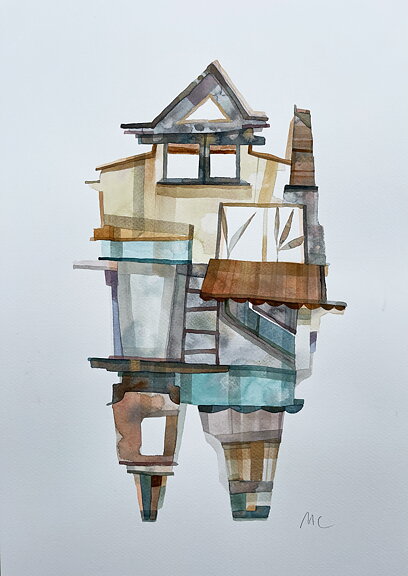 Akvarell "New York rooftop" orginal av Maria C Bernhardsson