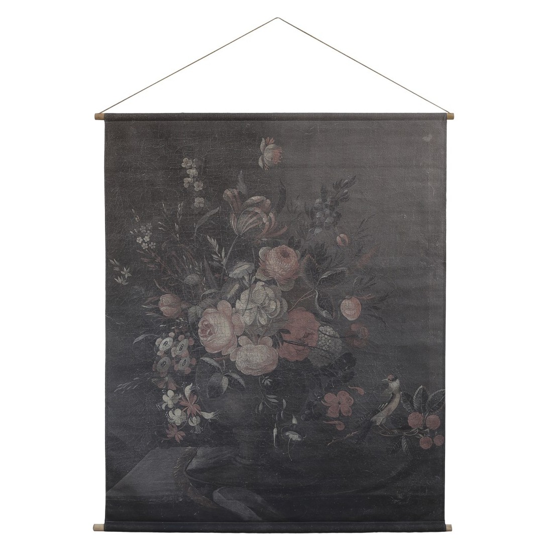 Large painting on canvas with flowers in urn shabby chic country style - 2