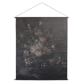 Stor tavla på duk Stilleben med blommor i urna shabby chic lantlig stil
