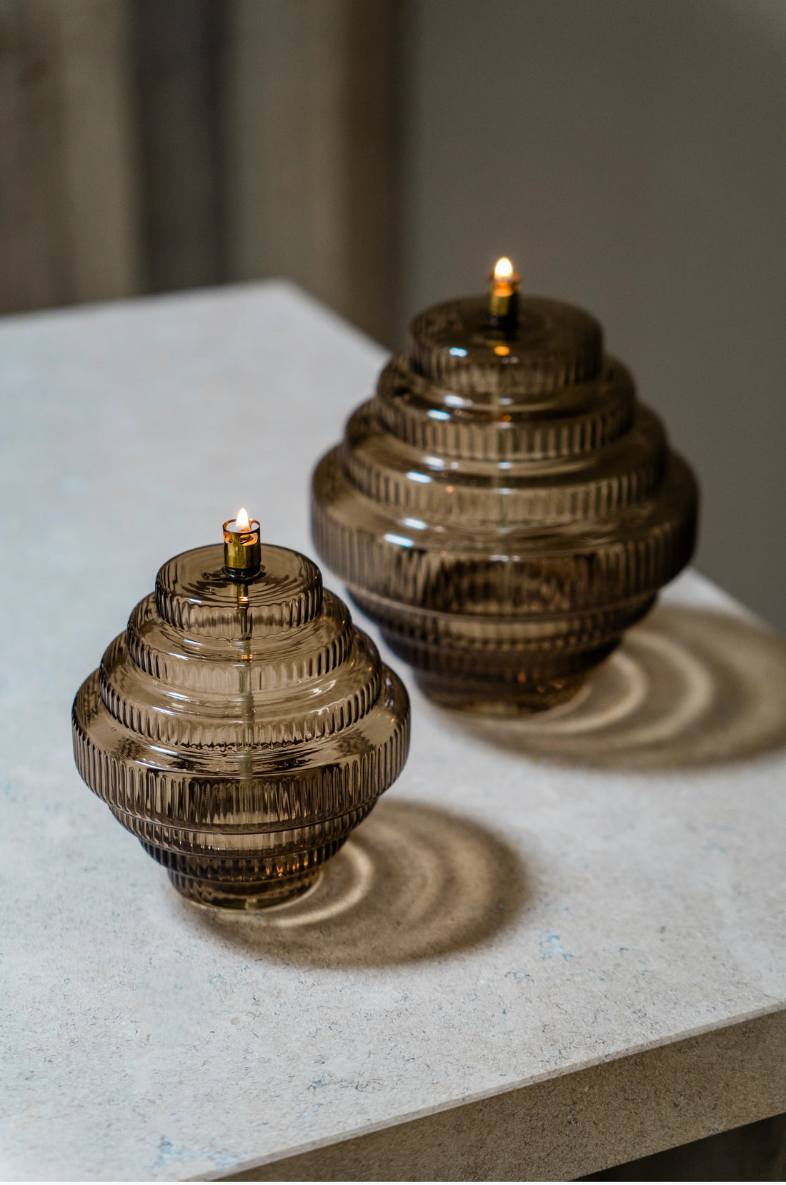 Oil lamp - Champagne - Glass - Medium - Brass - Ø 15 x 17.5 cm - 13