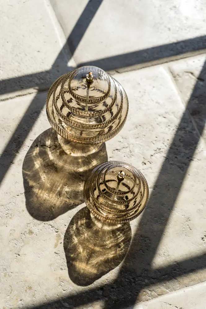 Oil lamp - Champagne - Glass - Medium - Brass - Ø 15 x 17.5 cm - 3