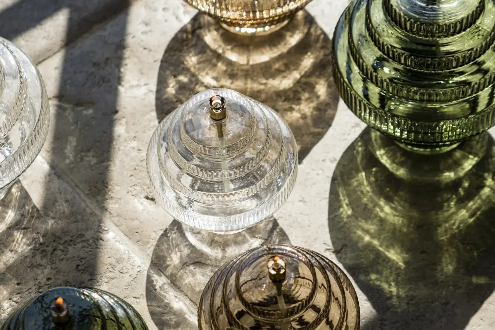 Oil lamp - Champagne - Glass - Medium - Brass - Ø 15 x 17.5 cm - 11
