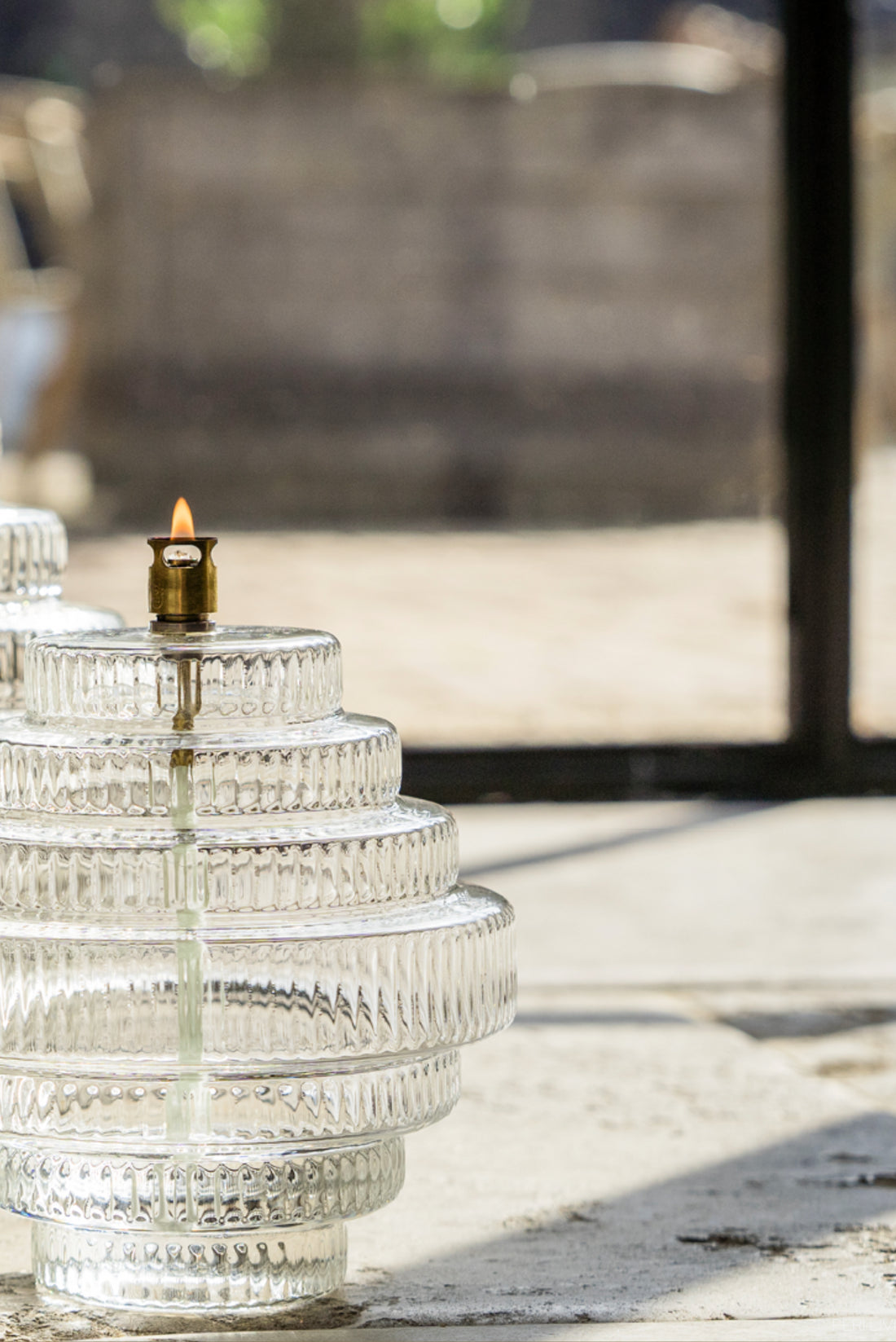 Oil lamp - Clear - Glass - Medium - Brass - Ø 15 x 17.5 cm - 9
