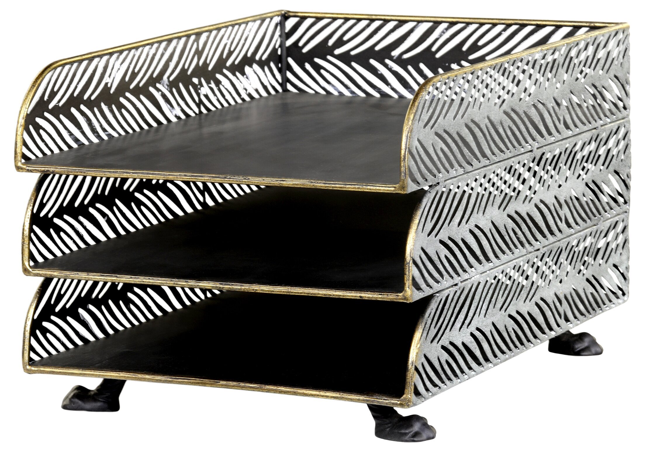 Letter rack letter trays gold color metal Art Deco country style Chic Antique - 2