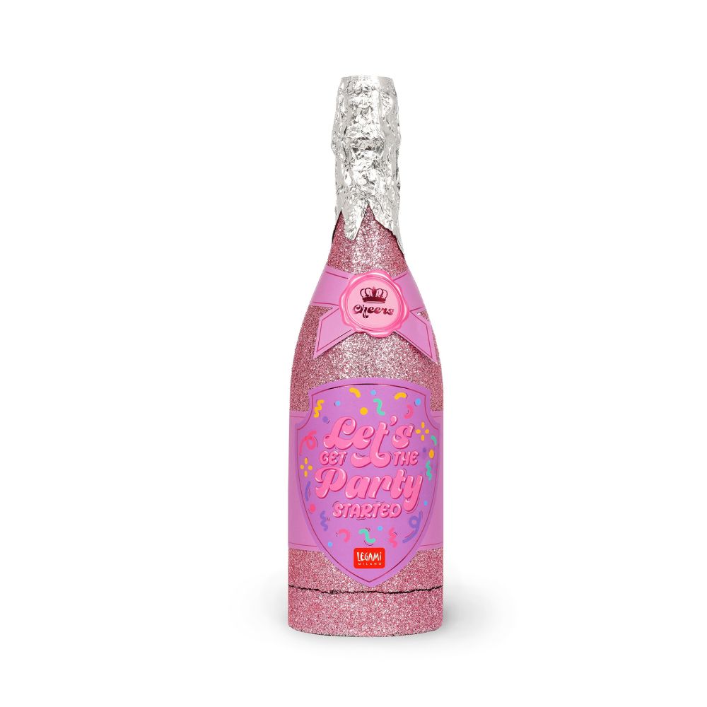 Maxi Bottle party popper (konfetti-kanon), glitter, Pink