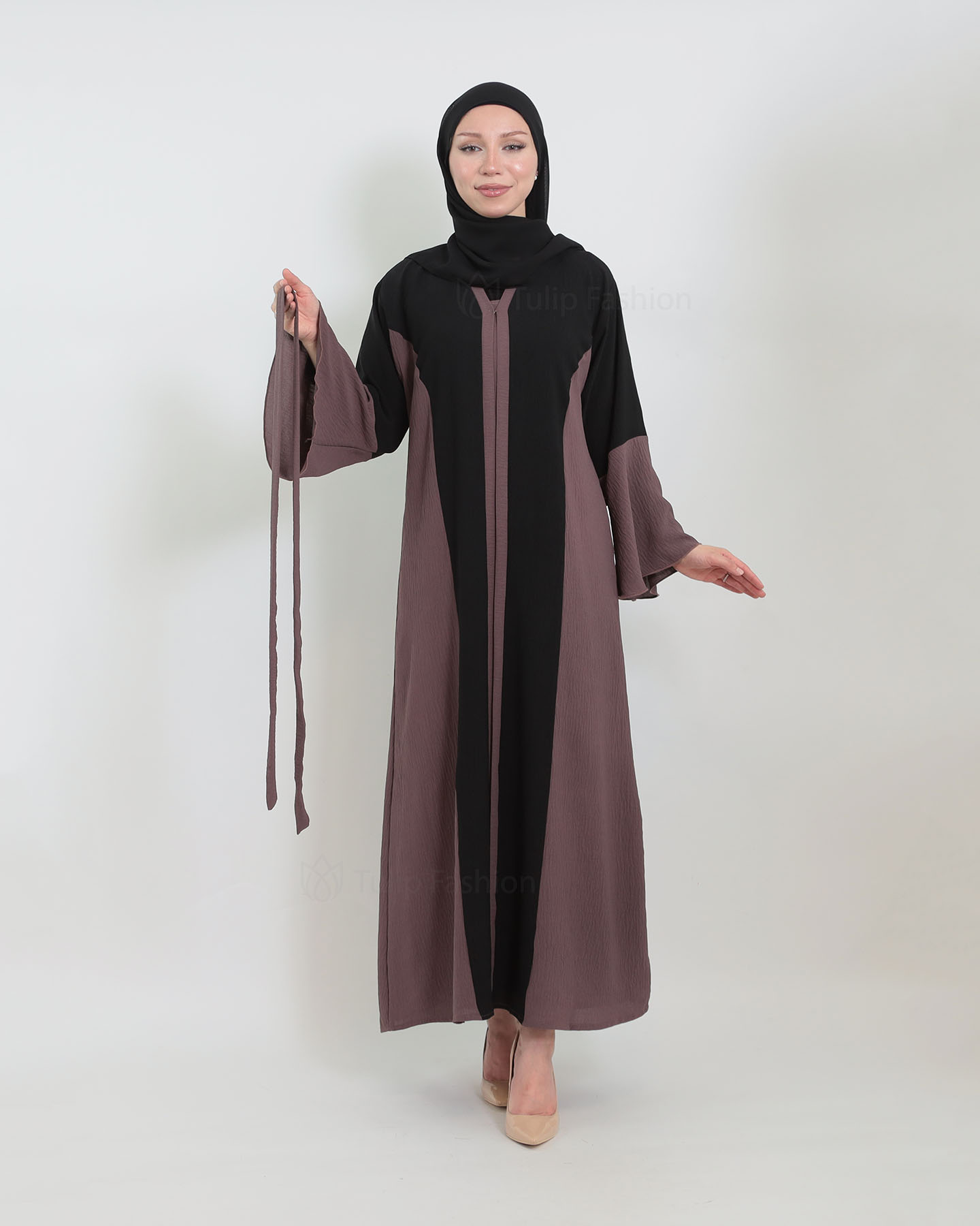 Abaya - Black/Mauve - 5