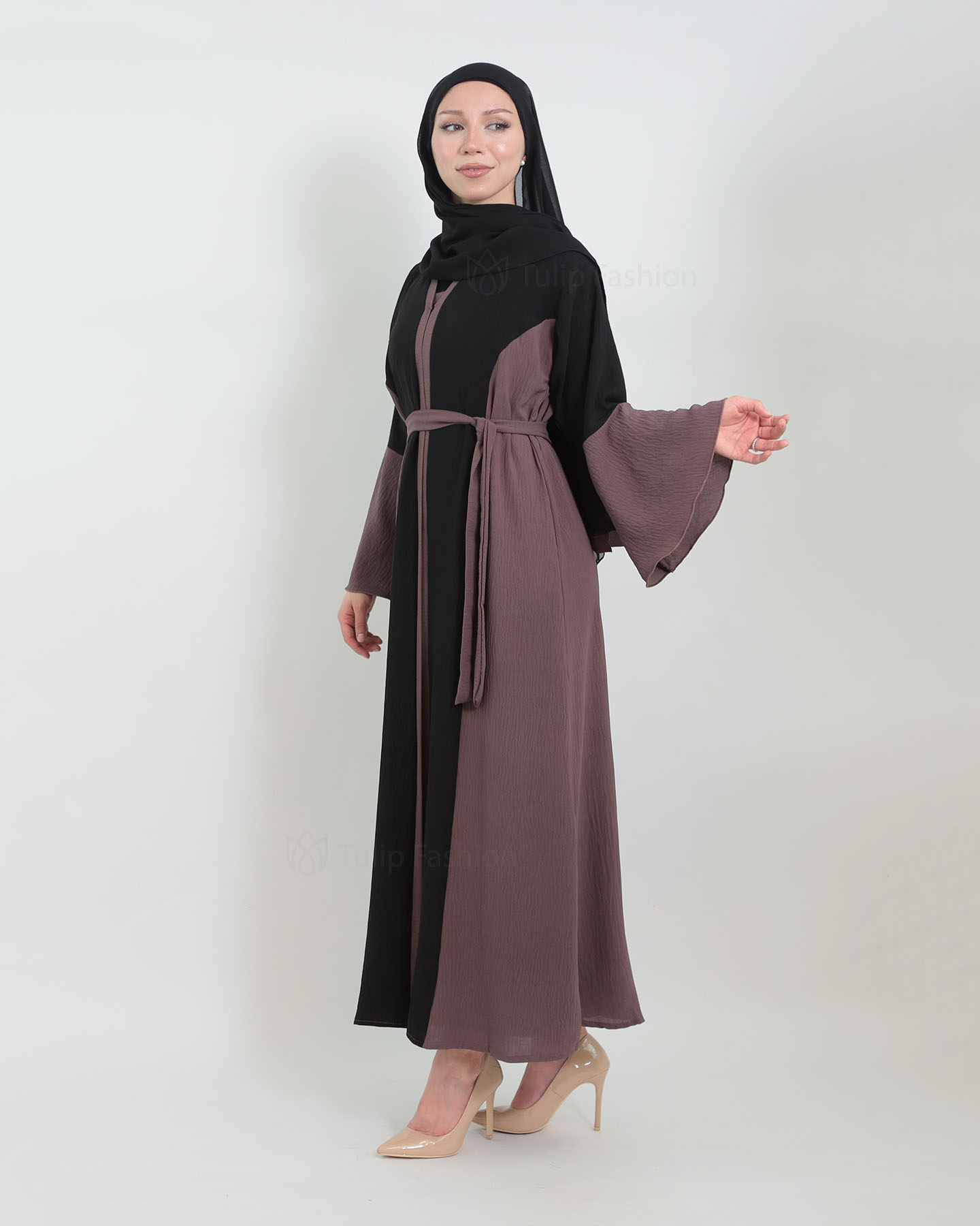 Abaya - Black/Mauve - 2