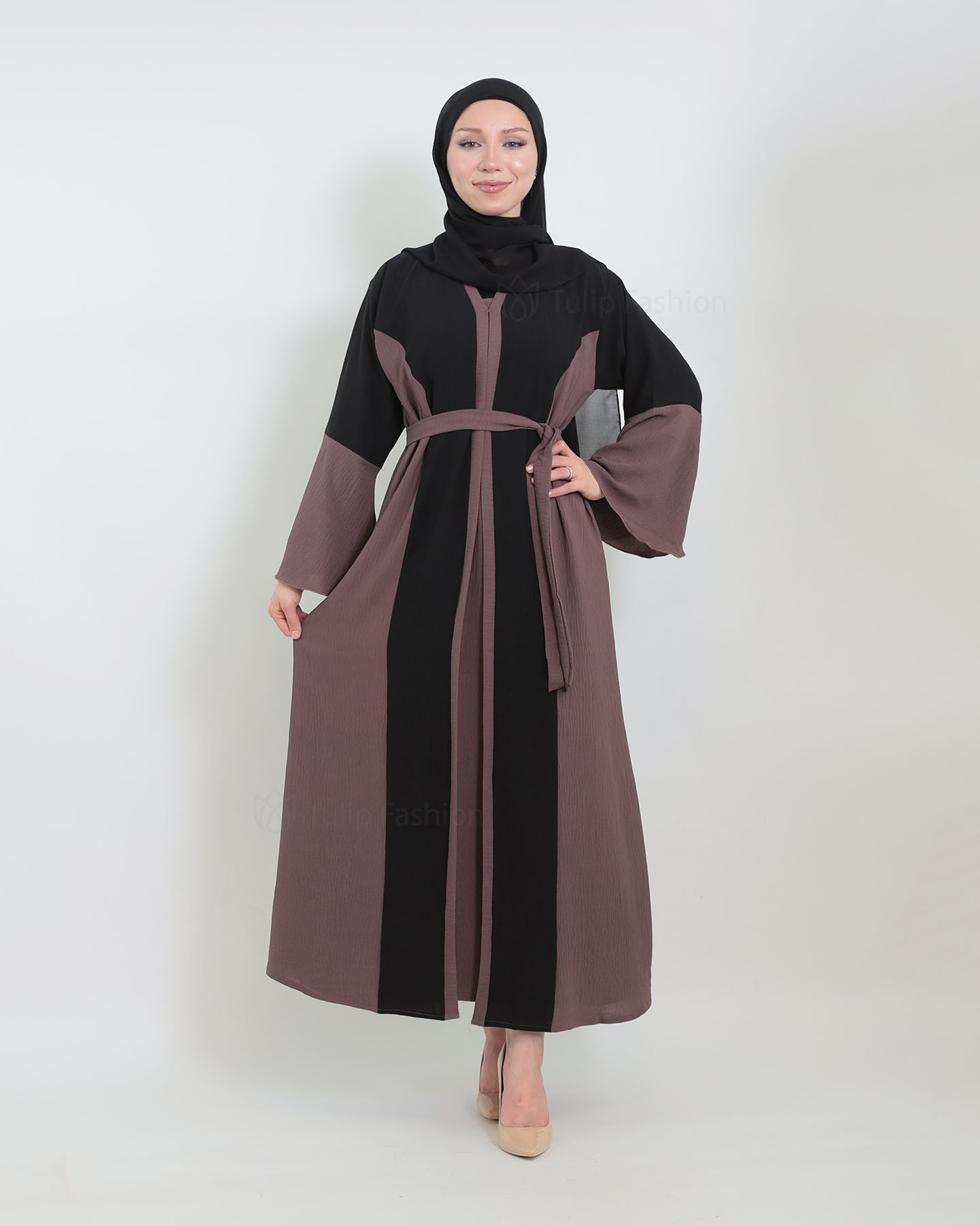 Abaya - Black/Mauve