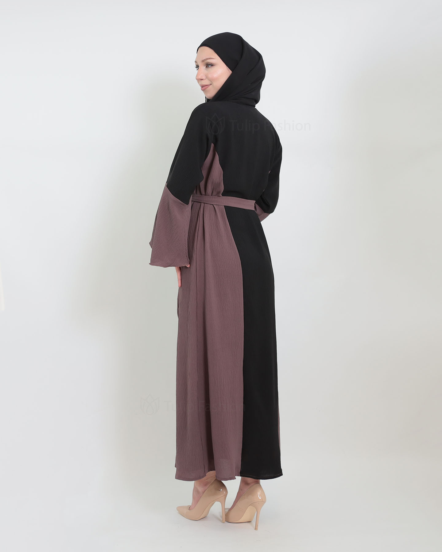 Abaya - Black/Mauve - 3
