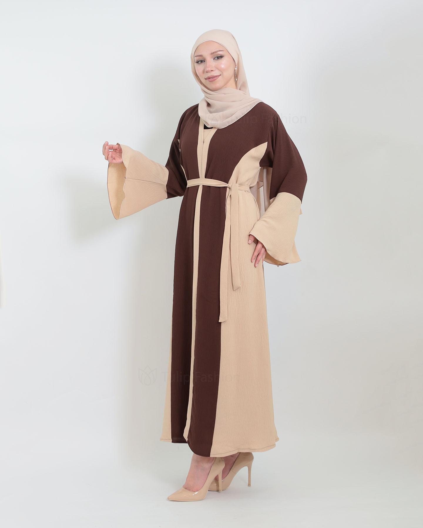 Abaya - Brown/Beige - 2