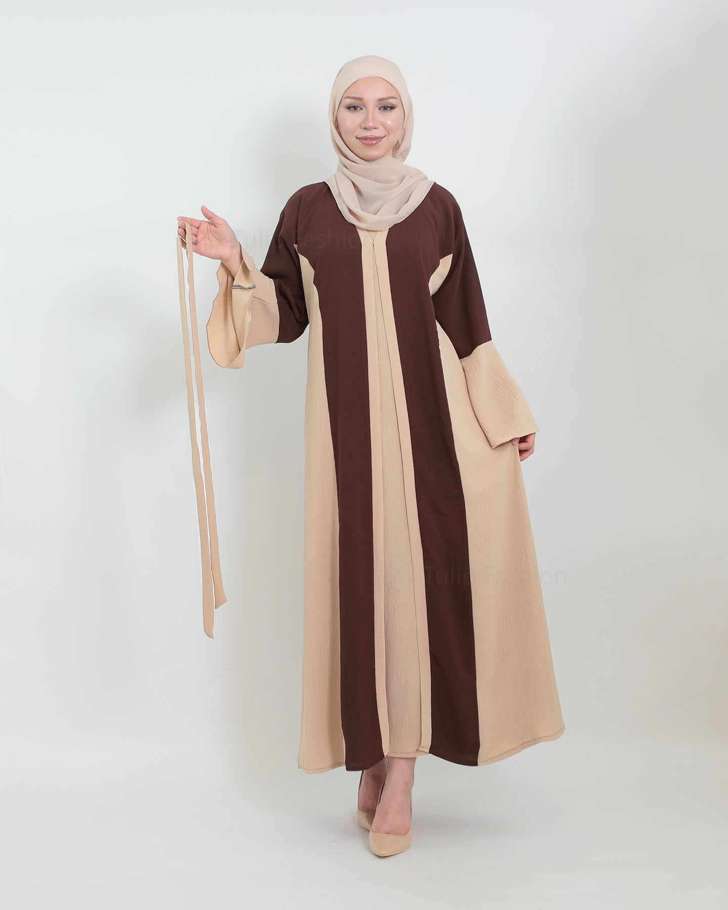 Abaya - Brown/Beige - 4