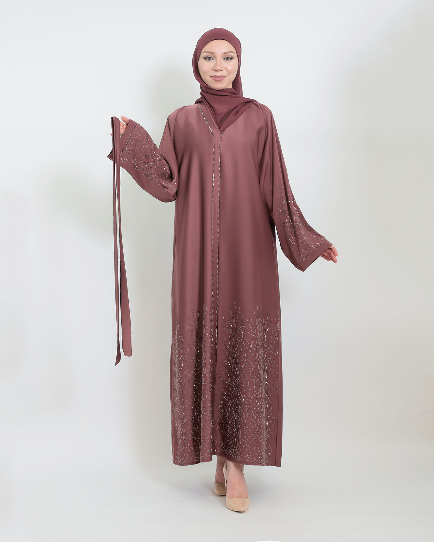 Abaya - Stone Decorated - Mauve - 6