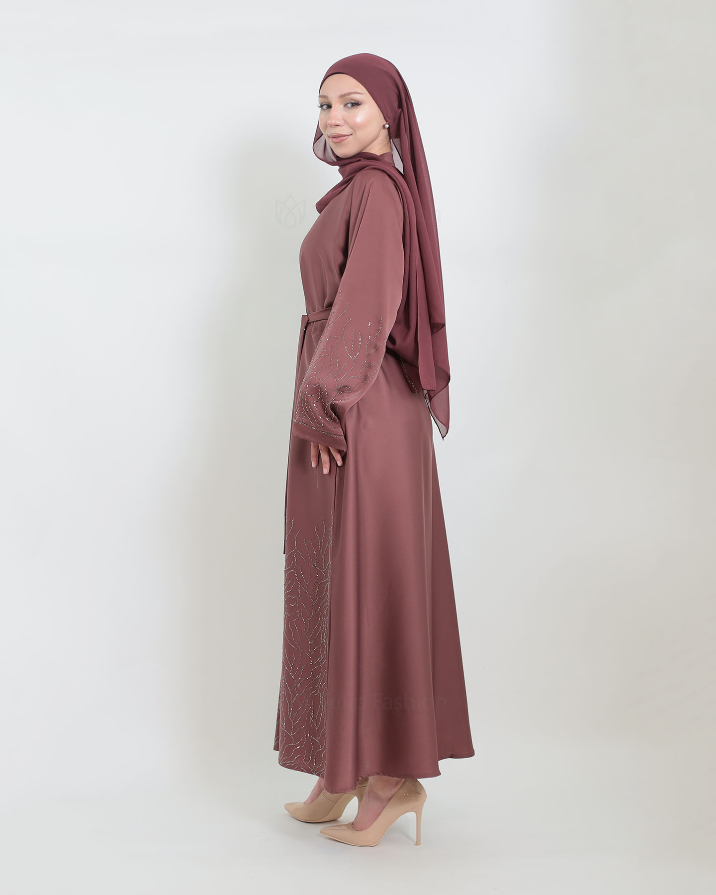 Abaya - Stone Decorated - Mauve - 2
