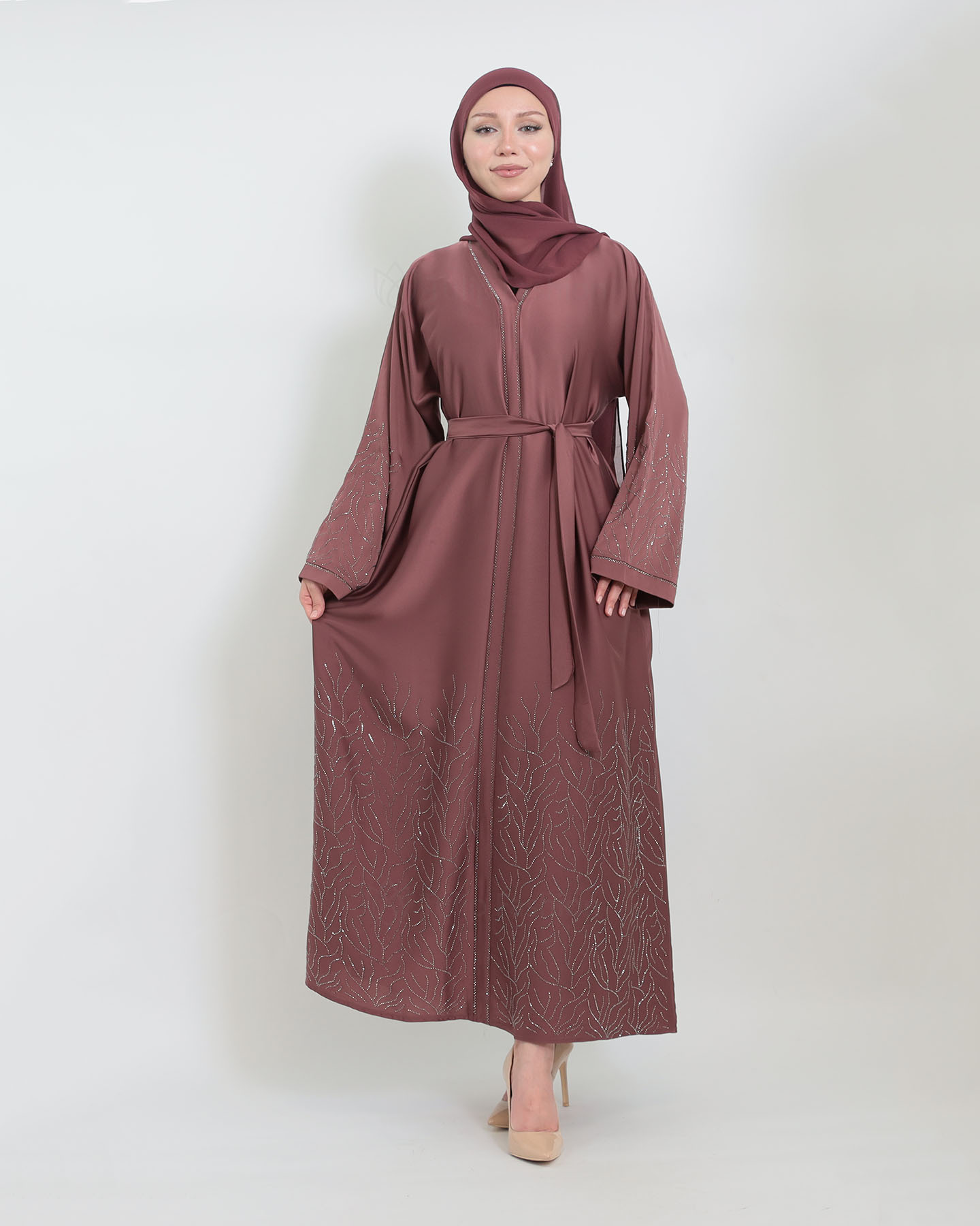 Abaya - Stone Decorated - Mauve