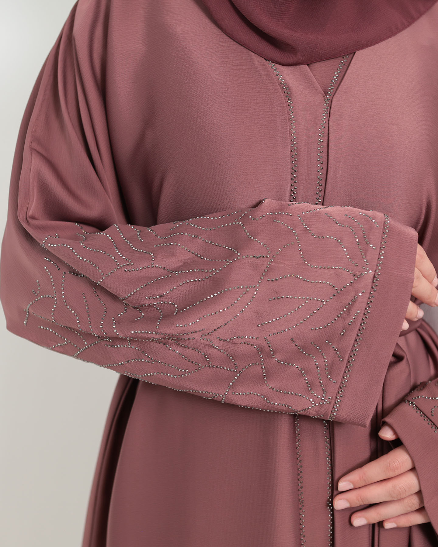 Abaya - Stone Decorated - Mauve - 5