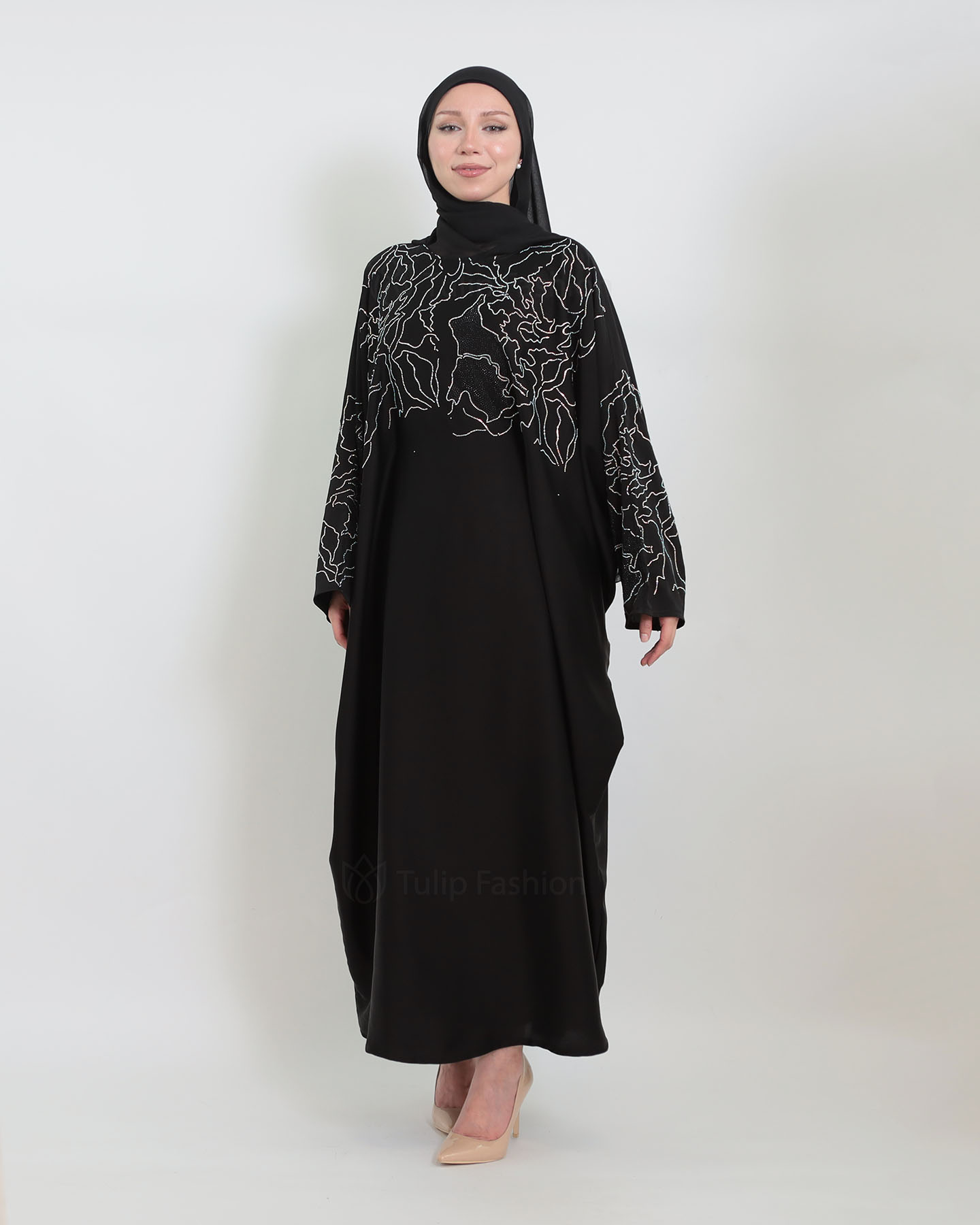 Butterfly Abaya - Stone Decorated - Black