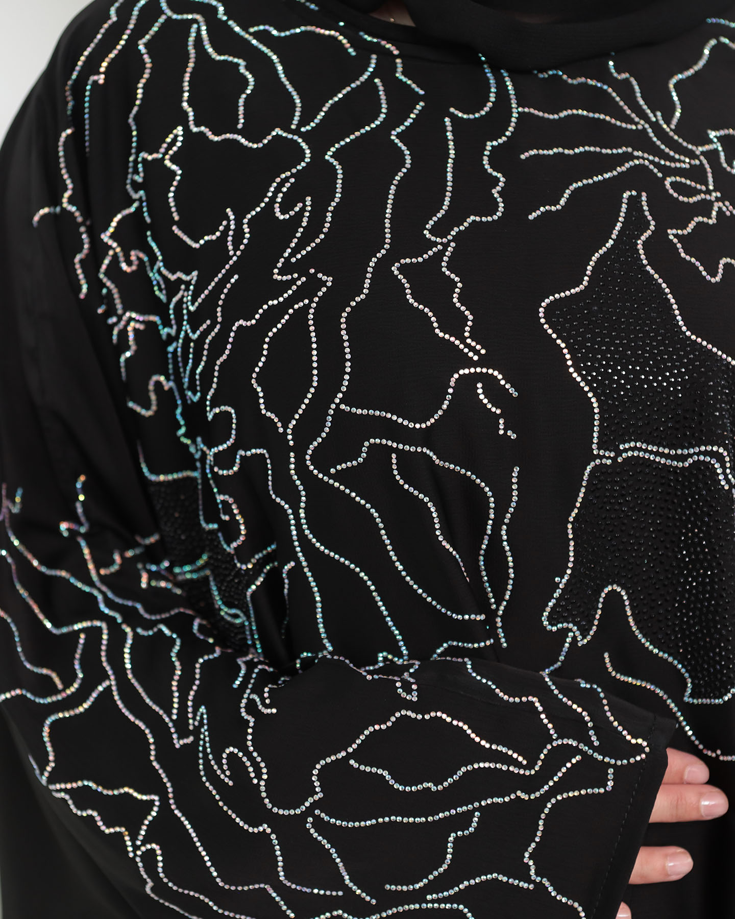 Butterfly Abaya - Stone Decorated - Black - 4