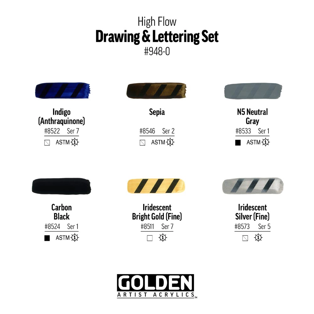 High Flow Drawing & Lettering Set – Golden Artist Colors - 4