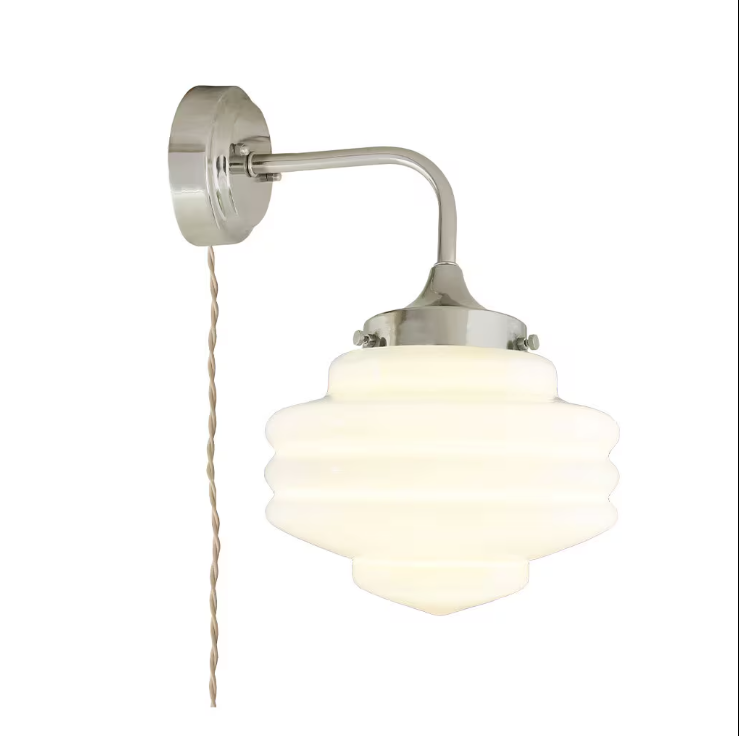 Vägglampa Valter - Nickel/Opal Vit - 20 cm - 3