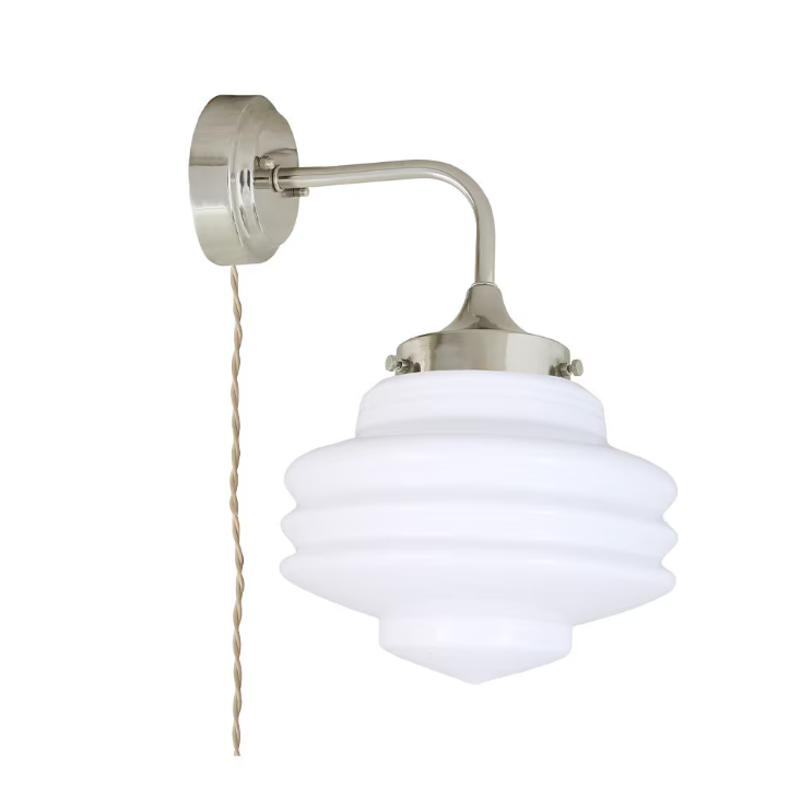 Vägglampa Valter - Nickel/Opal Vit - 20 cm - 2