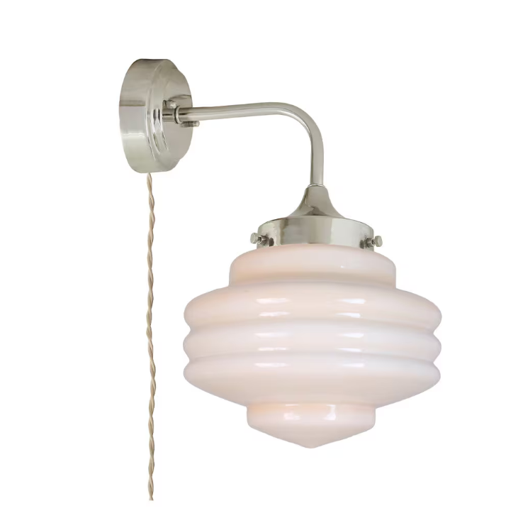 Valter wall lamp - Nickel/Opal Beige - 20 cm