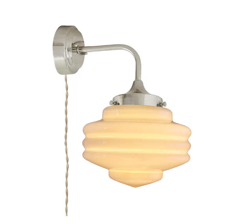 Valter wall lamp - Nickel/Opal Beige - 20 cm - 2
