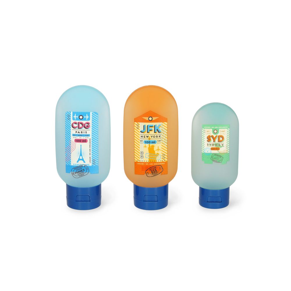 Sæt med små tomme beholdere til shampoo, cremer osv. - 3