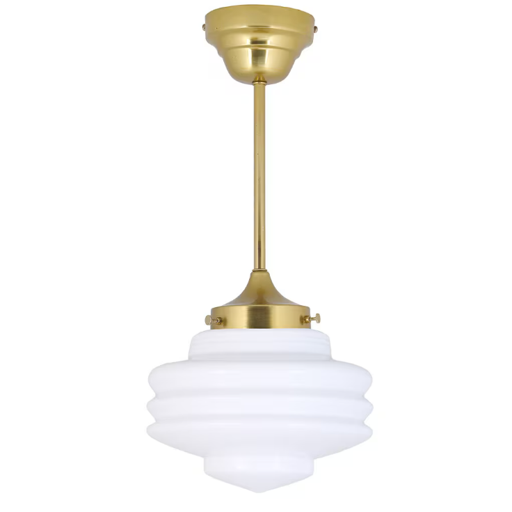 Taklampa med Stång Valter - Mässing/Opal Vit - 20 cm - 2
