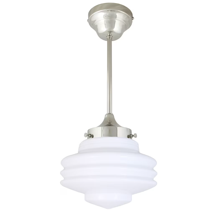Taklampa med Stång Valter - Nickel/Opal Vit - 20 cm - 2