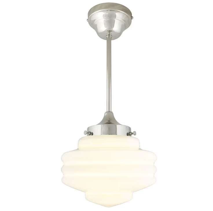 Taklampa med Stång Valter - Nickel/Opal Vit - 20 cm - 3
