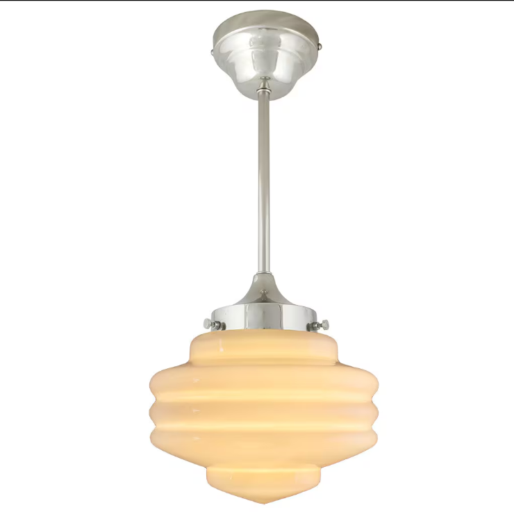 Ceiling lamp with rod Valter - Nickel/Opal Beige - 20 cm - 2