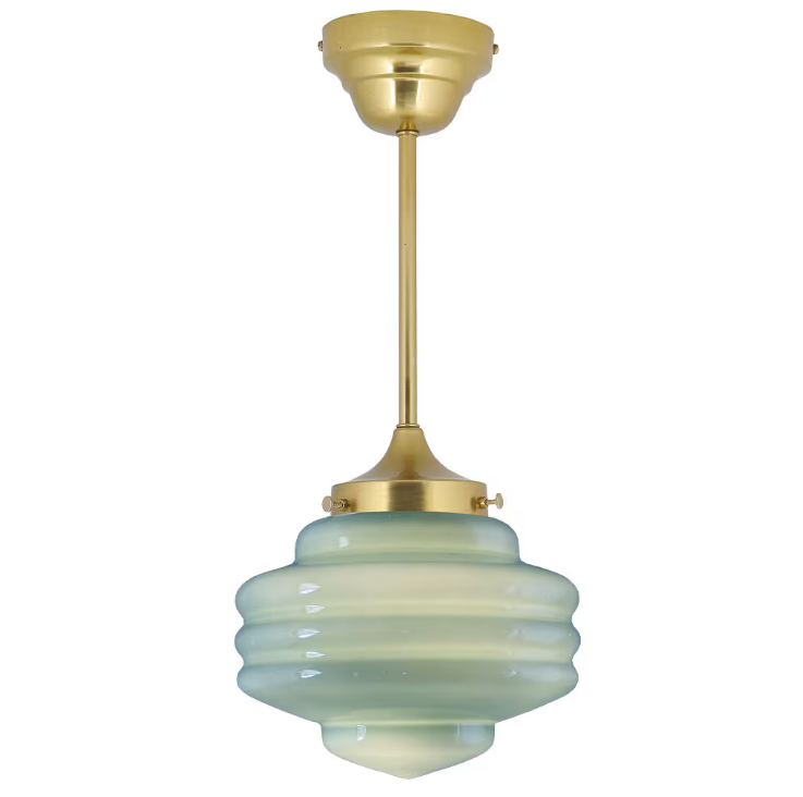 Ceiling lamp with rod Valter - Brass/Opal Green - 20 cm - 2