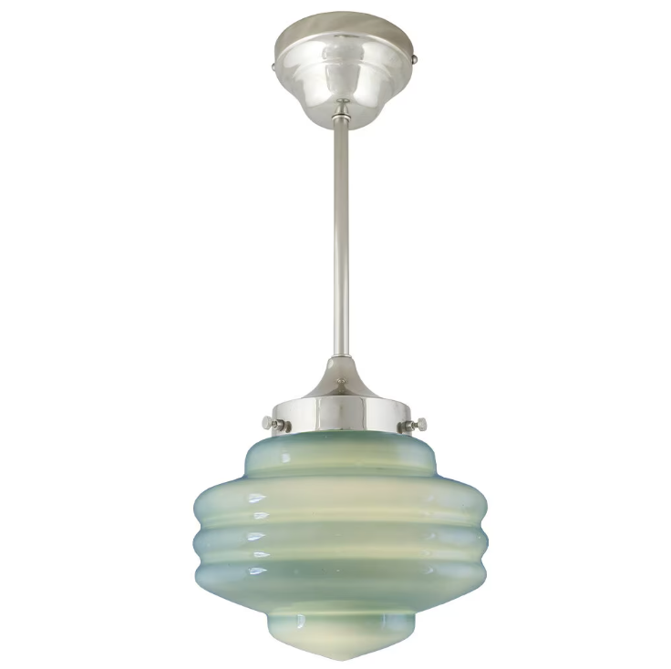 Ceiling lamp with rod Valter - Nickel/Opal Green - 20 cm - 2