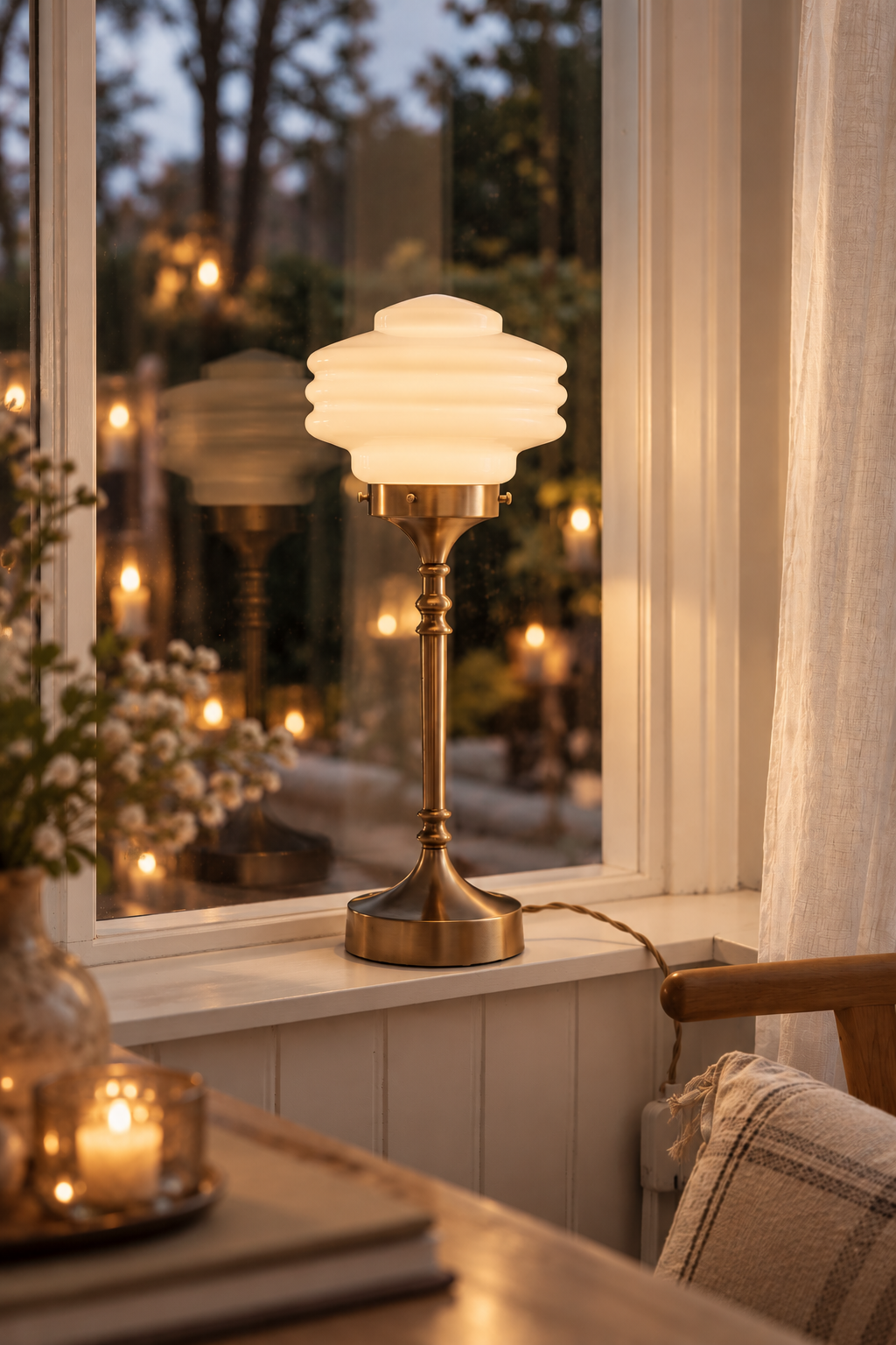 Bordslampa Valter - Mässing/Opal Vit - 20 cm