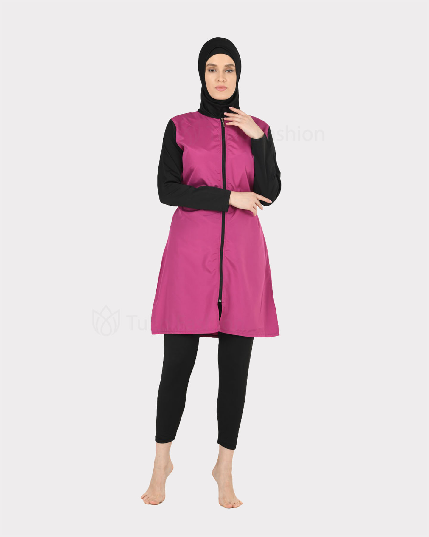 Muslimsk baddräkt med hijab - Fuchsia