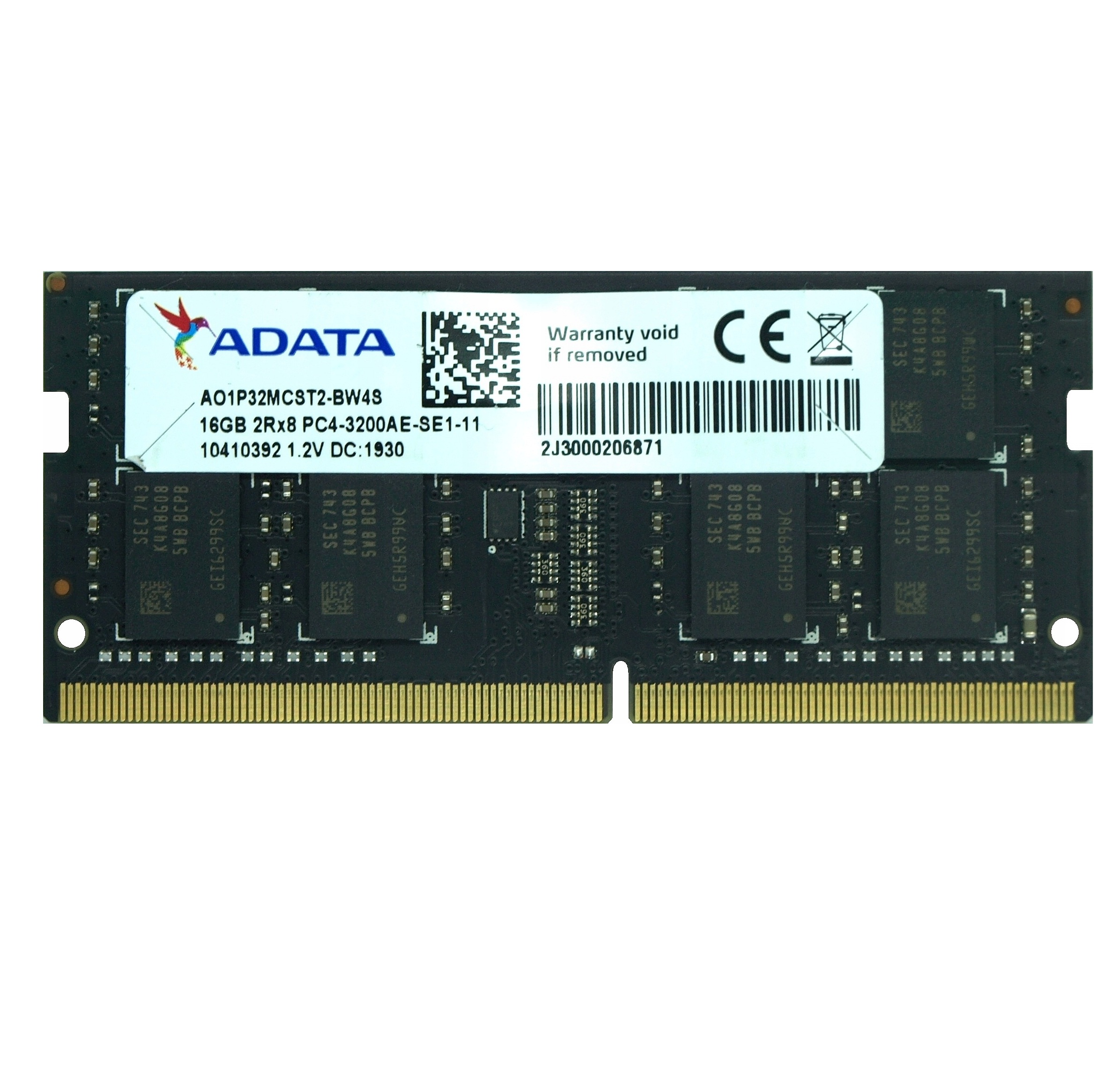 Begagnat 16GB DDR4 (1x16GB) ADATA SODIMM 2Rx8 PC4-3200AE 3200MHz RAM Minne