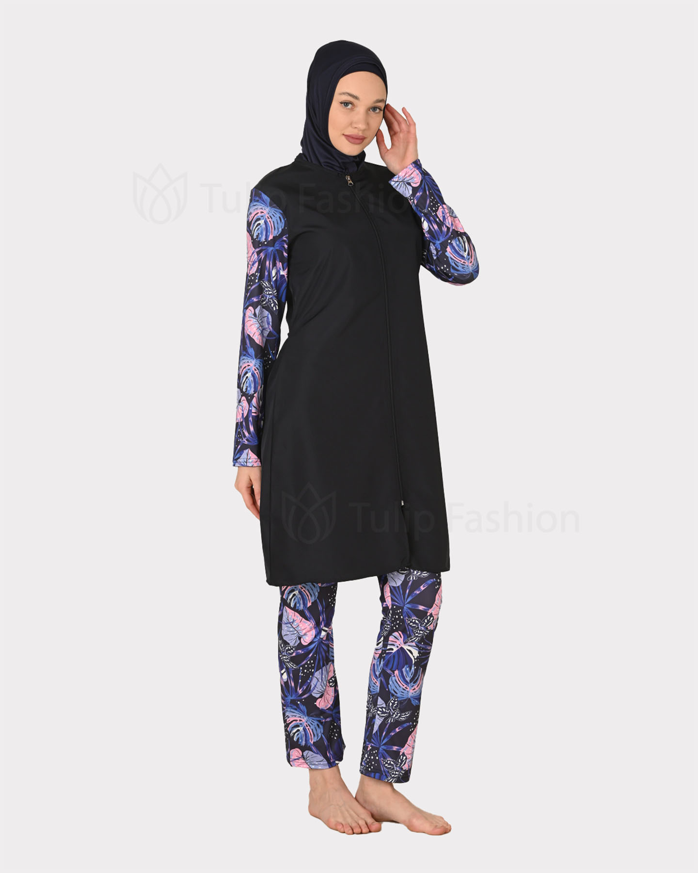 Muslim Swimsuit with hijab - Blue - 3