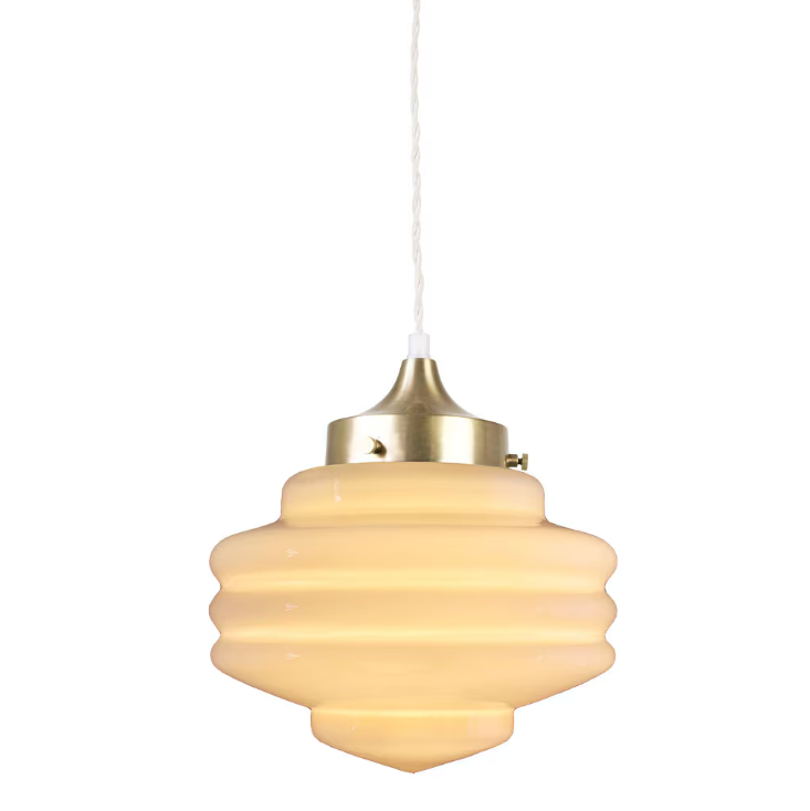 Taklampa Valter med Tvinnad Sladd - Mässing/Opal Beige - 20 cm - 3