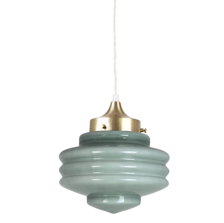 Taklampa Valter med Tvinnad Sladd - Mässing/Opal Grön - 20 cm - 2