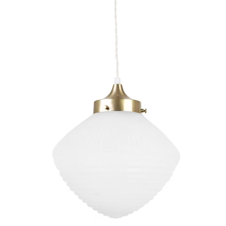 Taklampa Alfred med Tvinnad Sladd - Mässing/Frost - 24 cm - 2