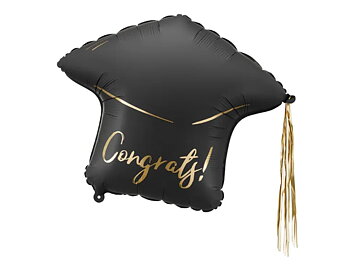 Folieballong - Examenshatt med texten "congrats!"